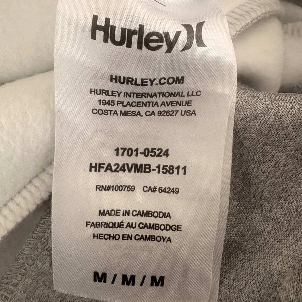 Hurley Mens Heather Grey Jogger Sweatpants Fleece Lined HFA24VMB-15811 Medium